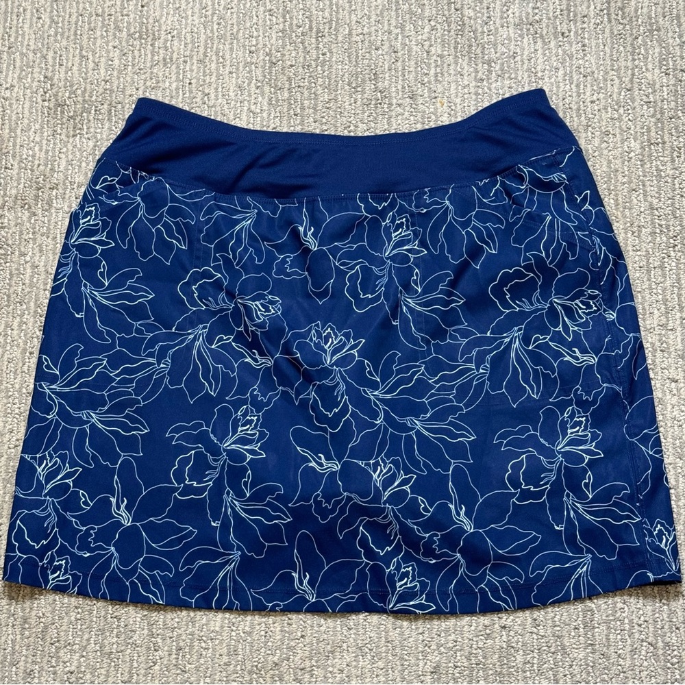 Cypress Club Skort built-in‎ shorts Women's size L Blue Floral Print Golf